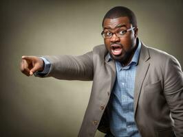 studio coup de africain homme dynamique émotif gestes ai génératif photo