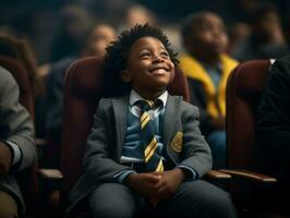 africain enfant dans émotif dynamique pose dans école ai génératif photo