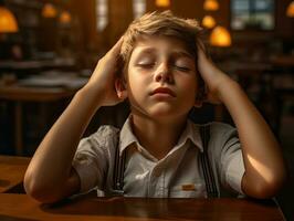 photo de émotif dynamique pose brésilien enfant dans école ai génératif