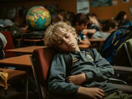 photo de émotif dynamique pose brésilien enfant dans école ai génératif