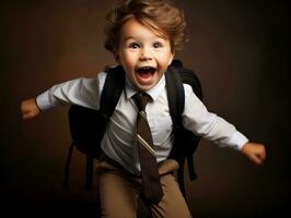 photo de émotif dynamique pose brésilien enfant dans école ai génératif