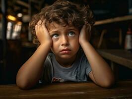 photo de émotif dynamique pose brésilien enfant dans école ai génératif