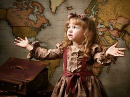 photo de émotif dynamique pose européen enfant dans école ai génératif