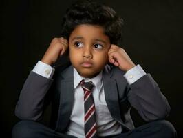 photo de émotif dynamique pose Indien enfant dans école ai génératif