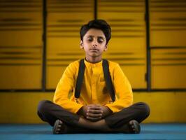 photo de émotif dynamique pose Indien enfant dans école ai génératif