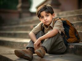 photo de émotif dynamique pose Indien enfant dans école ai génératif