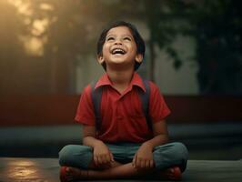 photo de émotif dynamique pose Indien enfant dans école ai génératif