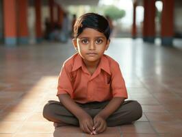 photo de émotif dynamique pose Indien enfant dans école ai génératif