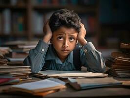 photo de émotif dynamique pose Indien enfant dans école ai génératif