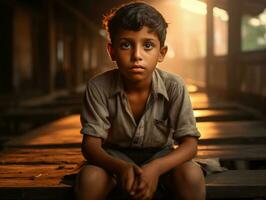 photo de émotif dynamique pose Indien enfant dans école ai génératif