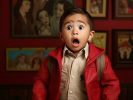 photo de émotif dynamique pose mexicain enfant dans école ai génératif