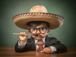 photo de émotif dynamique pose mexicain enfant dans école ai génératif