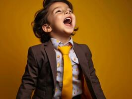 photo de émotif dynamique pose mexicain enfant dans école ai génératif