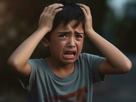 photo de émotif dynamique pose mexicain enfant dans école ai génératif