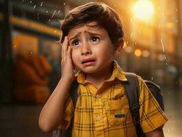 photo de émotif dynamique pose mexicain enfant dans école ai génératif