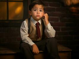 photo de émotif dynamique pose mexicain enfant dans école ai génératif