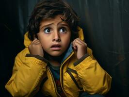 photo de émotif dynamique pose mexicain enfant dans école ai génératif