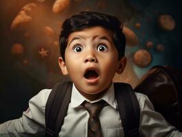 photo de émotif dynamique pose mexicain enfant dans école ai génératif