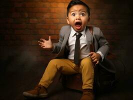 photo de émotif dynamique pose mexicain enfant dans école ai génératif