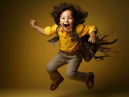 photo de émotif dynamique pose mexicain enfant dans école ai génératif