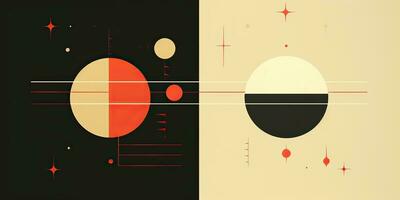 ai généré. ai génératif. abstrait géométrique forme rond affiche galaxie espace univers dans minimal style. graphique art photo