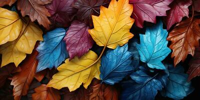 ai généré. ai génératif. brillant couleurs l'automne feuilles Contexte décoration. graphique maquette la nature Extérieur modèle texture. graphique art photo