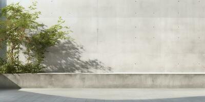 ai généré. ai génératif. béton pierre Roche mur avec arbre. Facile minimal maquette mur jardin Extérieur avec plante. graphique art photo