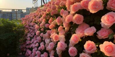 ai généré. ai génératif. magnifique fleur épanouissement la nature plante floral des roses. Extérieur mariage l'amour romantique Contexte décoration. graphique art photo