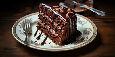 ai généré. ai génératif. sucré dessert marron foncé Chocolat gâteau boulangerie. graphique art photo