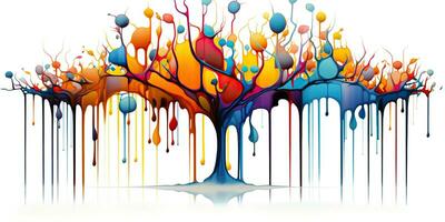 ai généré. ai génératif. aquarelle pétrole peindre dessin esquisser art Toile de Couleur brillant arbre. forêt la nature décoration affiche Contexte. graphique art photo