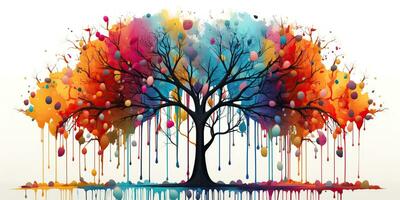 ai généré. ai génératif. aquarelle pétrole peindre dessin esquisser art Toile de Couleur brillant arbre. forêt la nature décoration affiche Contexte. graphique art photo