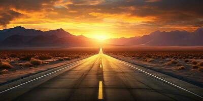 ai généré. ai génératif. uni États Etats-Unis Amérique Nevada Californie Arizona désert Autoroute route voyage Voyage sauvage vacances aventure par auto. graphique art photo