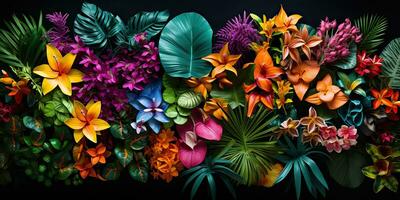 ai généré. ai génératif. notain à base de plantes exotique tropical les plantes herbes fleurs botanique feuillage Contexte la nature jungle paysage. graphique art photo