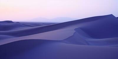 ai généré. ai génératif. bleu foncé soir le sable dunes désert Extérieur la nature paysage. aventure Voyage explorer arabe Dubai Egypte voyage ambiance. graphique art photo