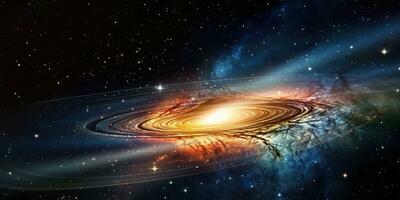 ai généré. ai génératif. espace galaxie univers trou de ver. noir temps tunnel téléport extérieur foncé cosmos. graphique art photo