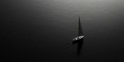 ai généré. ai génératif. navire voile bateau yacht dans ouvert mer océan Lac l'eau. été Extérieur aventure vacances voyage luxe mode de vie. graphique art photo