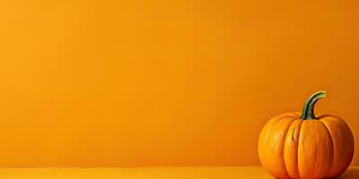 ai généré. ai génératif. Orange citrouille à mur moquer en haut Contexte décoration. Halloween action de grâces vacances Amérique. graphique art photo