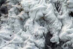 proche en haut de une blanc lave couler de volcan. génératif ai photo