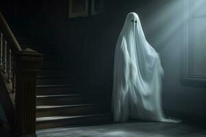 réaliste blanc effrayant fantôme. ai généré photo