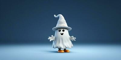 illustration ute peu fantôme portant sorcière chapeau fabriqué avec génératif ai photo