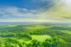 aérien vue de vert champ. ai génératif photo