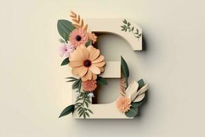 3d lettre avec fleurs. ai génératif photo