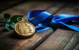 Vide argent médaille. établi avec génératif ai technologie. photo