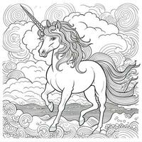 Licorne coloration page - ligne art style photo