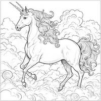 Licorne coloration page - ligne art style photo