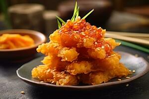 croustillant frit poulet, Japonais aliments. ai généré. photo