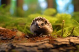 hérissons dans nature, nationale géographie, large la vie animaux. ai généré. photo