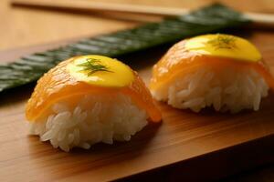 fermer Haut vue de Ingrédients Tamago, Japonais aliments. ai généré. photo