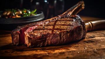 tomahawk steak est une délicieux aliments. ai généré. photo