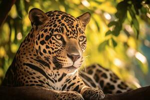jaguar dans nature, nationale géographie, large la vie animaux. ai généré. photo